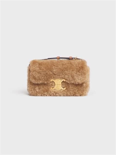 celine triomphe fluffy shearling|TEEN TRIOMPHE BAG IN SHEARLING AND CALFSKIN.